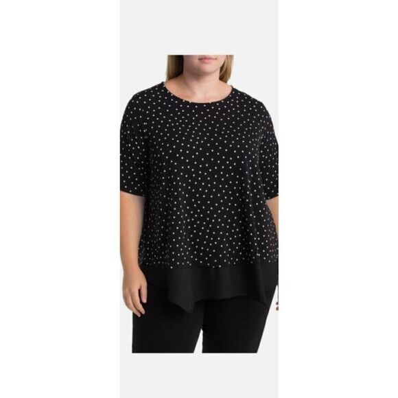 Adrianna Papell Dixie polkadot plus size top size 2X - Picture 1 of 5